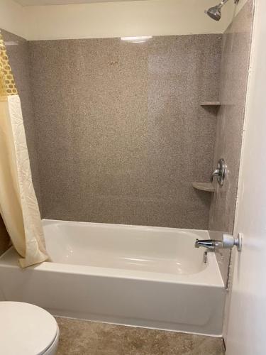 ダンビルにあるRed Carpet Inn & Suites - Danvilleのバスルーム(白いバスタブ、トイレ付)