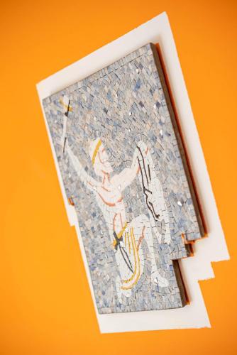 a picture of a mosaic of a tennis player at La Casa Delle Stelle in Maiori