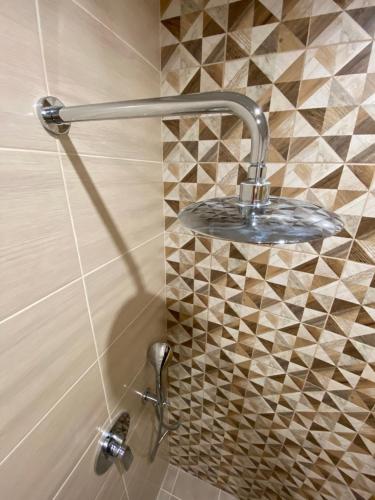 a shower with a faucet in a bathroom at Constancia in Kamianets-Podilskyi