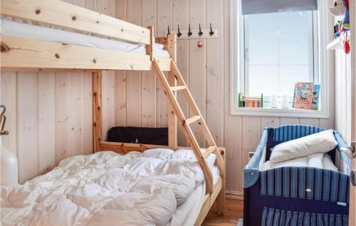 a bedroom with a bunk bed with a ladder at Gorgeous Home In Sjusjen With House A Mountain View in Sjusjøen