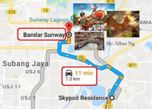 a map of the sunway lagoon and barrier swimway at Puchong Skypod Residence @ Hostay in Puchong