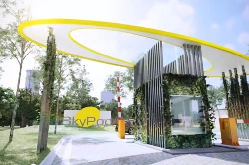 a rendering of a building with a yellow archway at Puchong Skypod Residence @ Hostay in Puchong