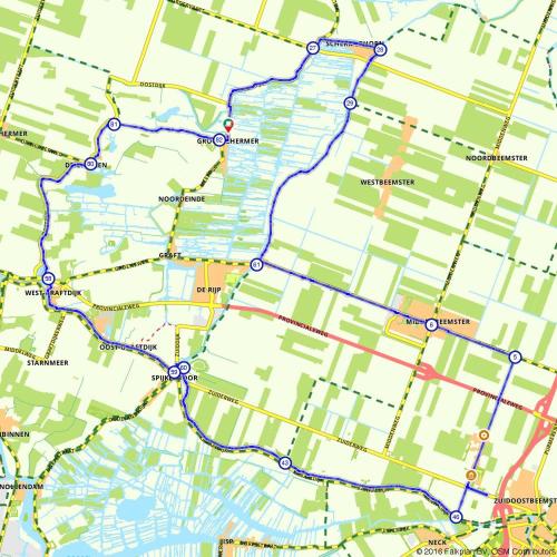 a map of a city with roads and highways at De Weideblom in Schermerhorn