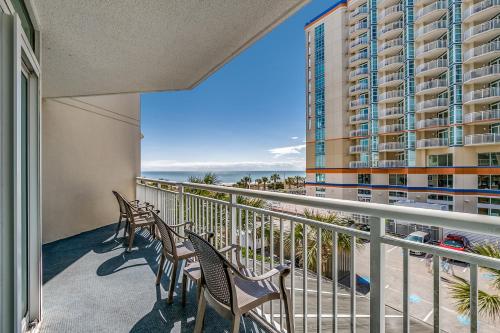 a view from a balcony overlooking the ocean at Dunes Village in Myrtle Beach