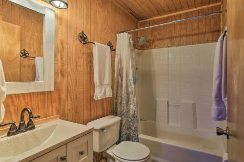 a bathroom with a toilet and a sink and a tub at Cozy Medina Cottages with Patio and Mountain Views! in Medina