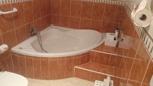 a bath tub in a bathroom with a toilet at Urbanización Naturista Torremar Natura in Vera
