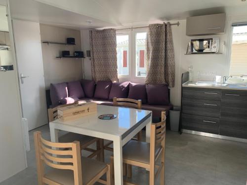 Η κουζίνα ή μικρή κουζίνα στο Mobilhome Vias plage dans Camping