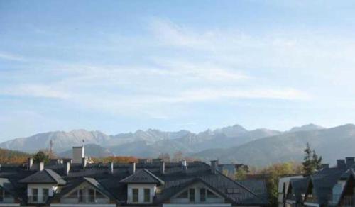 a group of houses with mountains in the background at VIP Apartamenty Stara Polana in Zakopane