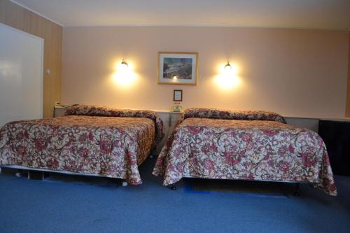 a hotel room with two beds in a room at Parker's Motel in Lincoln