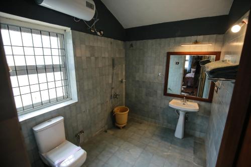 a bathroom with a toilet and a sink at snow drop villa in Kodaikānāl