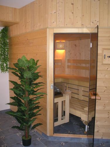 a small sauna with a plant in front of it at Winklhütte in Forstau