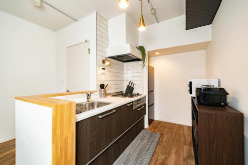 a kitchen with a sink and a counter at Eims stay Oomori304 in Tokyo