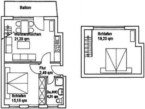 two floor plans for a small house at Ferienwohnungen Georg Andre Söhne in Ernst