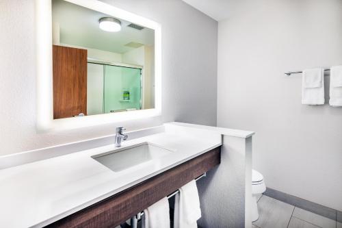 y baño con lavabo y espejo. en Holiday Inn Express & Suites Junction, an IHG Hotel en Junction