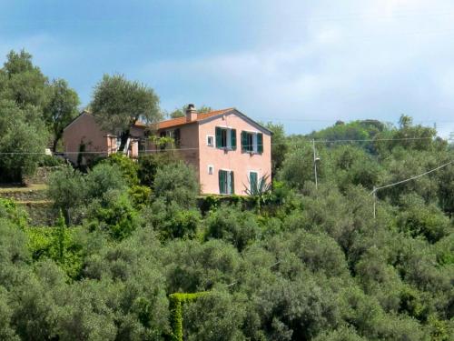 ゾアーリにあるHoliday Home Ca Dò Sante by Interhomeの森の真ん中のピンクの家