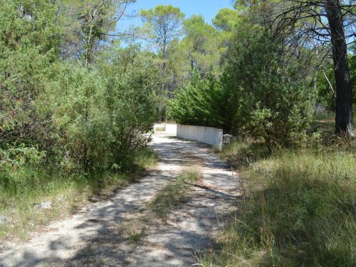 uma estrada de terra através de um campo com árvores em Comfortable holiday home with private pool em Fayence