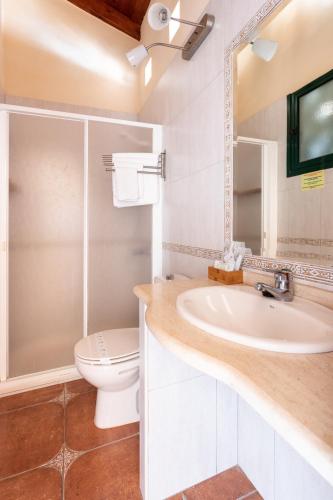 a bathroom with a sink and a toilet at Home2Book Stunning View La Era de Hermigua & Wifi in Hermigua