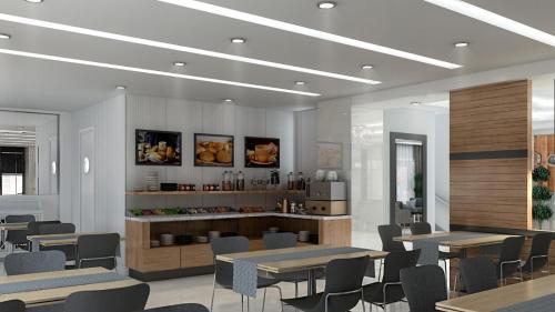 En restaurant eller et andet spisested på Antalya Business Hotel