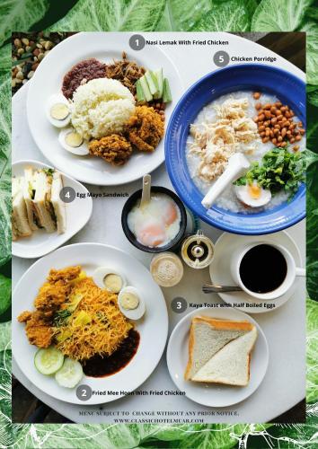 a collage of plates of food on a table at Classic Hotel in Muar