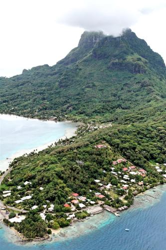 an aerial view of an island in the ocean at BORA BORA HOLIDAY'S LODGE in Bora Bora