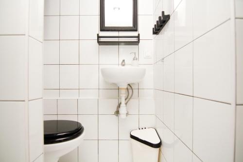 ヴロツワフにあるBlue River - Niedzwiedziaのトイレと洗面台を備えた白いバスルーム