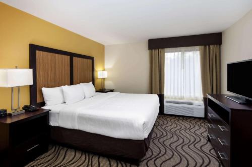 a hotel room with a large bed and a television at La Quinta by Wyndham LaGrange / I-85 in LaGrange