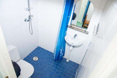 a bathroom with a toilet and a sink at Tamsalu Spordikompleksi Hostel in Tamsalu