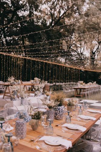 a table set up for a wedding with flowers at Kleinkaap Boutique Hotel in Centurion