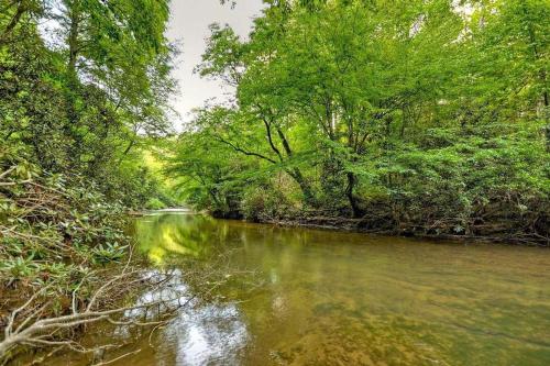 a river with trees on the side of it at Creekside R&R in Blue Ridge
