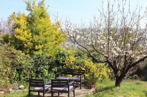 Taman di luar Rez de villa avec beau jardin et belle vue