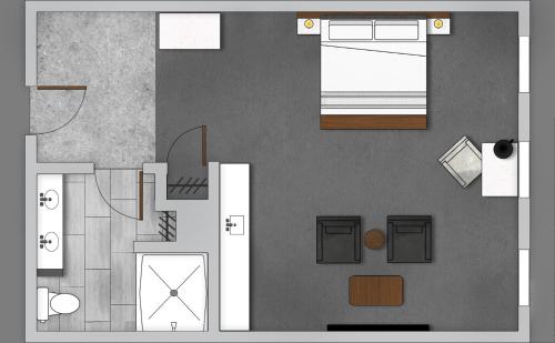 a floor plan of a room with at Hotel Millwright in Amana