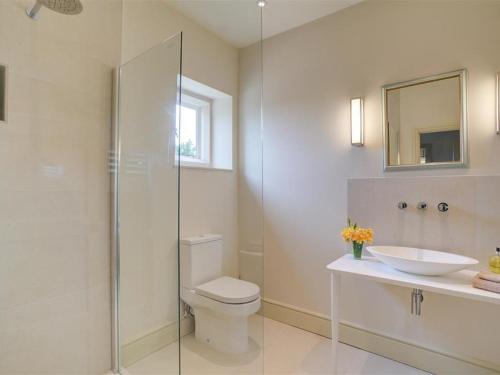 a bathroom with a toilet and a sink at The Old Dairy in Burford