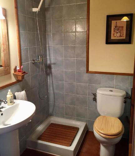 a bathroom with a toilet and a sink at Casa adosada con piscina en Agoustrina in Angoustrine