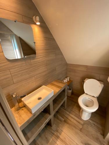 a bathroom with a toilet and a sink at Angleterre Hotel in Paris