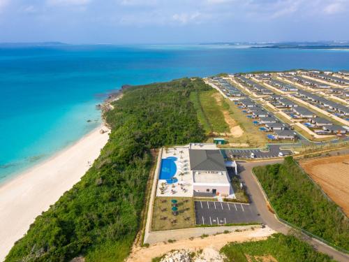 an aerial view of a resort on a beach at Miyakojima Kurima Resort Seawood Hotel in Miyako Island