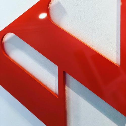 a close up of a red and white object at Willowdale Hotel Toronto North York in Toronto