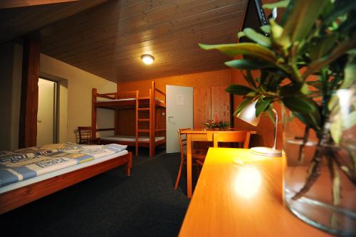 Postel nebo postele na pokoji v ubytování Lesní Chata