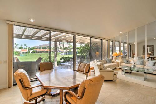a dining room with a table and chairs at Indian Wells Desert Paradise with Mtn View and Patio! in Indian Wells