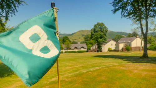 a green flag in the yard of a house at Macdonald Plas Talgarth Resort in Aberdyfi