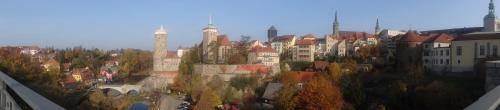 an aerial view of a city with tall buildings at alte Bäckerei Bautzen - 01 #Family# im Zentrum, mit Parkplatz, Top Ausgestattet in Bautzen