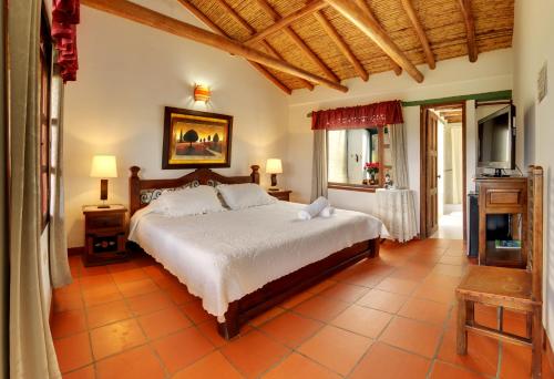 1 dormitorio con 1 cama grande en una habitación en Hotel Spa Villa Lina, en Villa de Leyva