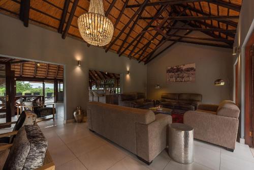 
The lobby or reception area at Nkorho Bush Lodge

