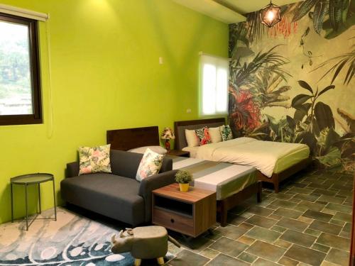 Ένα ή περισσότερα κρεβάτια σε δωμάτιο στο Tongxin Homestay