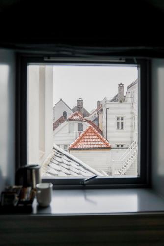 a view from a window of a building at Klosterhagen Hotel in Bergen