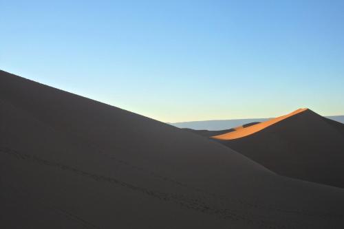 a view of a sand dune in the desert at Hamada Du Draa in Mhamid