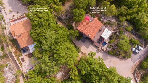 an overhead view of a house in the woods at The Forest House Krk 1 in Kras
