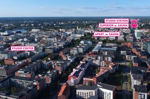 Vue panoramique sur l'établissement Oulu Hotelli Apartments