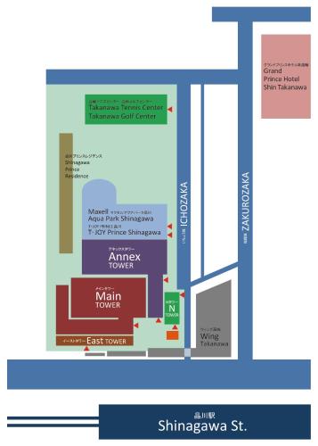 a schematic diagram of the site of a new mosque at Shinagawa Prince Hotel in Tokyo