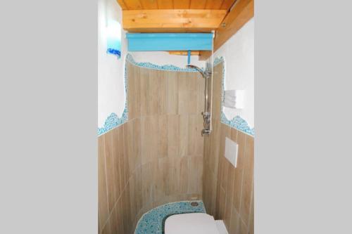 a bathroom with a toilet and a shower at Stella Marina in Gaeta