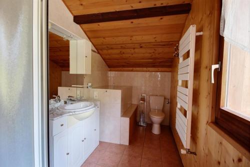 聖讓多普斯的住宿－GRAND APPARTEMENT - WIFI -SAINT JEAN D'AULPS - 12 Personnes - HIRONDELLE，一间带水槽和卫生间的浴室